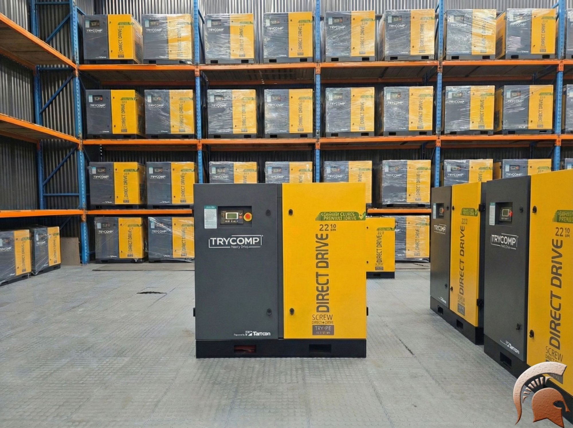 TryComp rotary screw air compressors in stock — The Titan Emporium warehouse Johannesburg